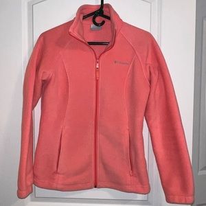 Fleece Columbia zip up jacket in Peach